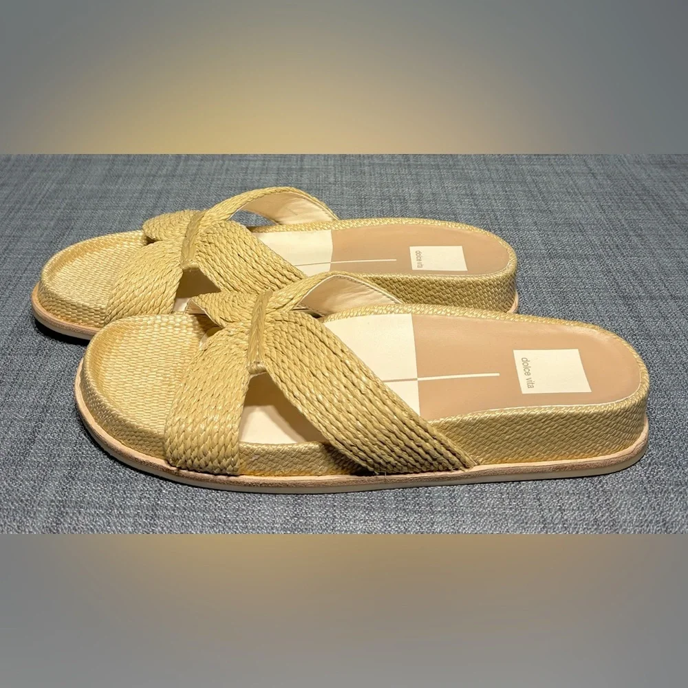 Dolce Vita Tan Braided Crossband Slide Sandals